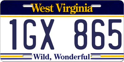WV license plate 1GX865