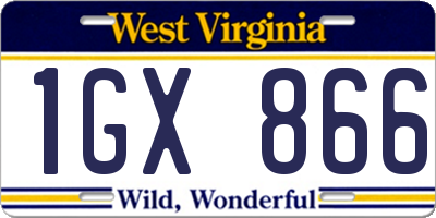 WV license plate 1GX866