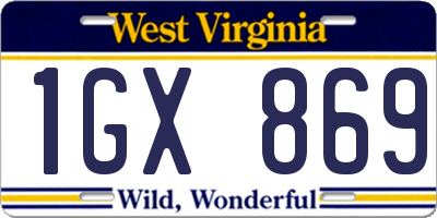 WV license plate 1GX869