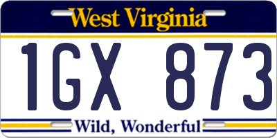 WV license plate 1GX873