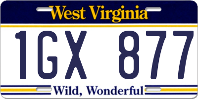 WV license plate 1GX877