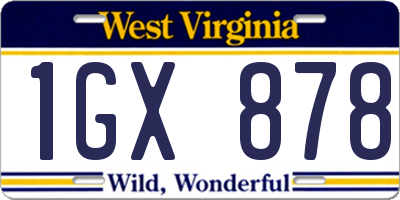 WV license plate 1GX878