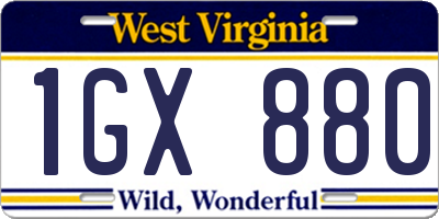 WV license plate 1GX880