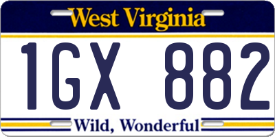 WV license plate 1GX882