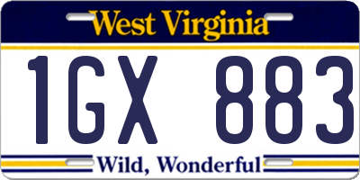 WV license plate 1GX883
