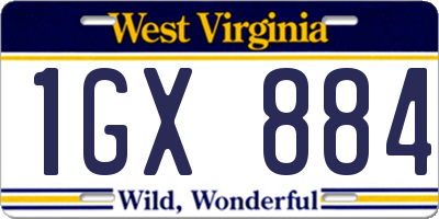 WV license plate 1GX884
