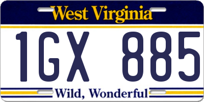 WV license plate 1GX885