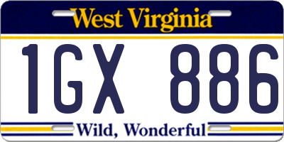 WV license plate 1GX886