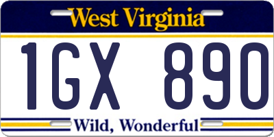 WV license plate 1GX890
