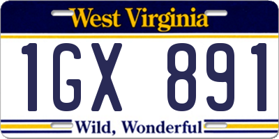 WV license plate 1GX891