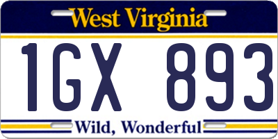 WV license plate 1GX893