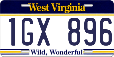 WV license plate 1GX896