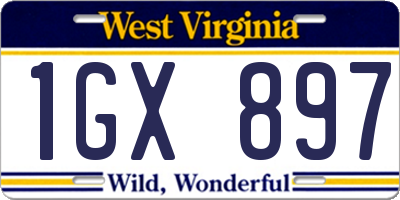 WV license plate 1GX897