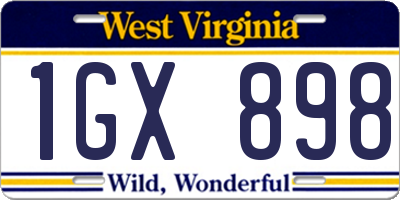 WV license plate 1GX898