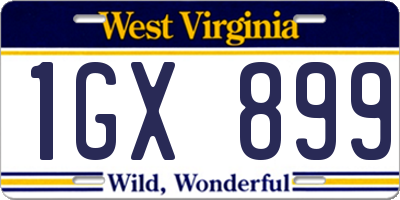 WV license plate 1GX899