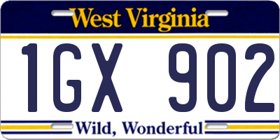 WV license plate 1GX902