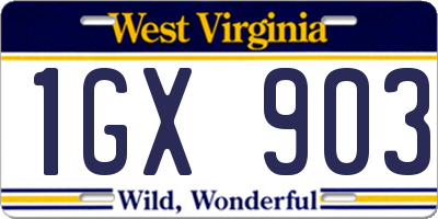 WV license plate 1GX903