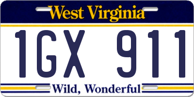 WV license plate 1GX911