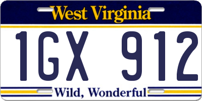WV license plate 1GX912