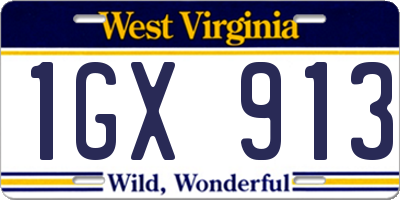 WV license plate 1GX913