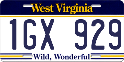 WV license plate 1GX929