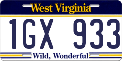 WV license plate 1GX933