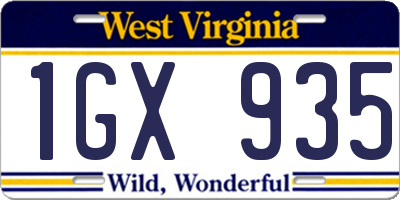 WV license plate 1GX935