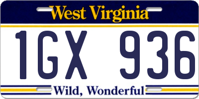 WV license plate 1GX936