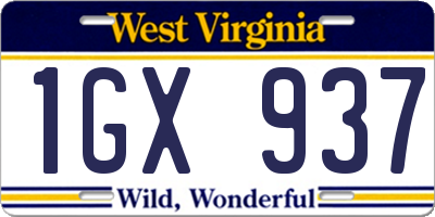 WV license plate 1GX937
