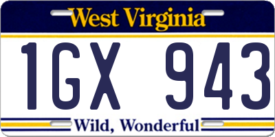 WV license plate 1GX943