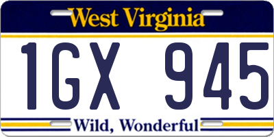 WV license plate 1GX945