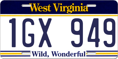 WV license plate 1GX949