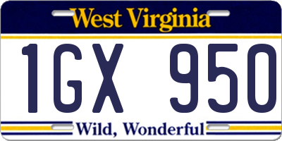 WV license plate 1GX950