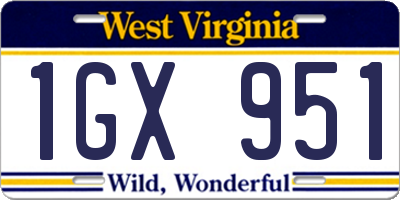 WV license plate 1GX951