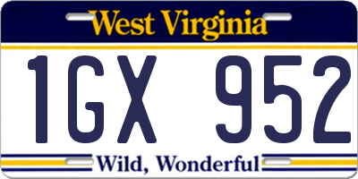 WV license plate 1GX952