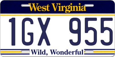 WV license plate 1GX955