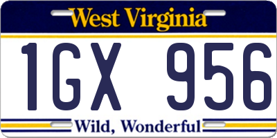 WV license plate 1GX956