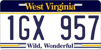 WV license plate 1GX957