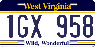 WV license plate 1GX958