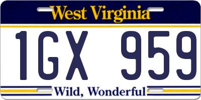 WV license plate 1GX959