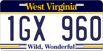 WV license plate 1GX960
