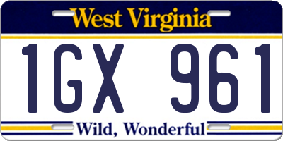 WV license plate 1GX961