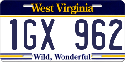 WV license plate 1GX962