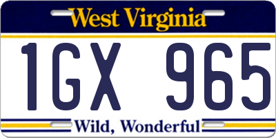 WV license plate 1GX965
