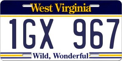 WV license plate 1GX967