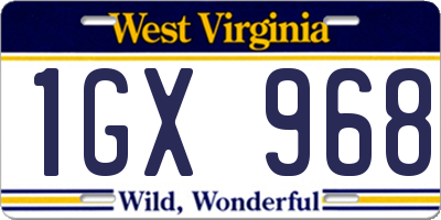 WV license plate 1GX968