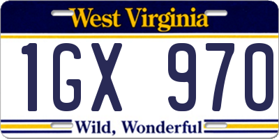 WV license plate 1GX970