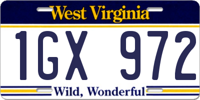 WV license plate 1GX972