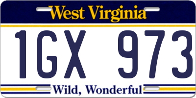WV license plate 1GX973