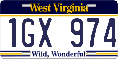 WV license plate 1GX974
